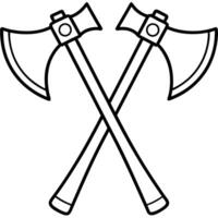 2 axe, illustration line art vector