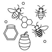 a hand-drawn illustration of bees and honey using a pen or pencil the design should be simple and vector