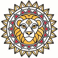 A lion head in a circular design vector