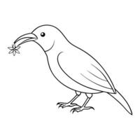 A bird with a flower in its beak coloring page vector