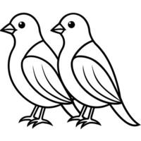 Two birds sitting on a branch coloring page vector