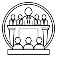Judge at the podium line icon illustration vector