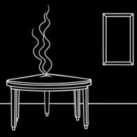 A drawing of a table with a smoke coming out of it vector