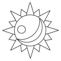 Sun and moon coloring pages vector