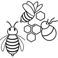 Bee and honeycomb coloring pages vector