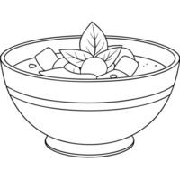 Bowl of soup coloring page vector
