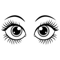 eyes with large eyelashes, illustration line art vector