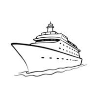A drawing of a cruise ship on the ocean vector