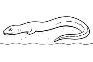 An outline of a lizard swimming in the water vector