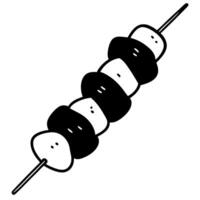 moo ping grilled pork skewers, illustration line art vector
