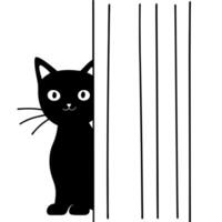 A black cat peeking through a window vector