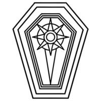 A black and white image of a star in the center of a coffin vector