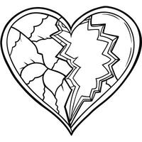 A broken heart coloring page vector