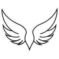 A black and white drawing of a winged bird vector