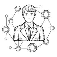 Businessman with connected dots on his face vector
