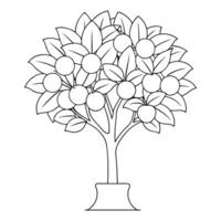 An outline drawing of a tree with fruit on it vector