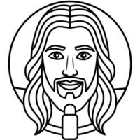 Jesus with a beard and a long beard in a circle vector