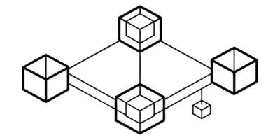 A black and white drawing of a cube vector