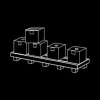 boxes on the conveyor, illustration line art vector