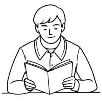 Man reading book coloring page vector
