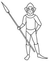 A cartoon man holding a spear and a shield vector
