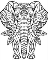 An elephant coloring page with a tribal design vector