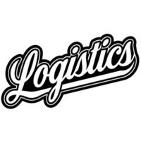 a typography design of a bold and stylized black and white word, logistics the text is large and vector