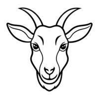goat face black , different style art, solid white color background, illustration line vector