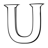 A black and white drawing of the letter u vector