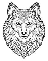 A wolf head with tribal patterns on it vector