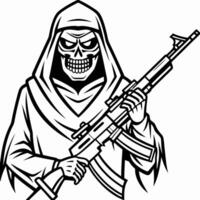 A grim reaper with an ak - 47 rifle vector