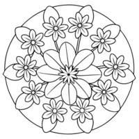 coloring pages for kids, bold line art, verbenas arranged in a circular pattern, their small, vector