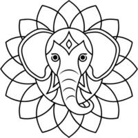 An elephant head in the center of a flower vector