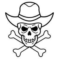 A cowboy skull with a hat and crossbones vector