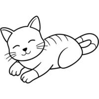 A cat laying down coloring page vector