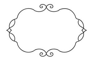 A black and white drawing of a frame with a scroll vector