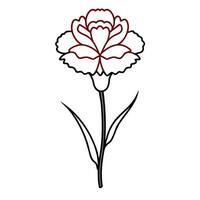 A flower is drawn in black and red on a white background vector