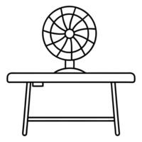 a table with a desk fan on it, illustration line art vector