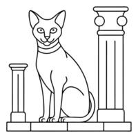 An egyptian cat sitting on a column and a column vector