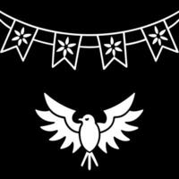A bird and a garland of flowers on a black background vector
