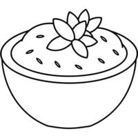 A bowl of rice with a flower in it coloring page vector