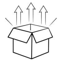 An open box with arrows coming out of it vector