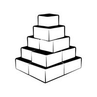 A black and white drawing of a pyramid of blocks vector