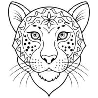 A leopard coloring page with a patterned face vector