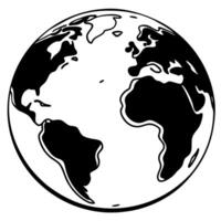 A black and white drawing of the earth vector