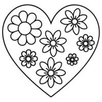 heart shapes filled with different floral patterns, like daisies, roses, or abstract flowers, vector