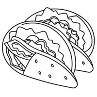 Tacos coloring pages for kids vector