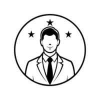 A man in a suit and tie is in the center of a circle vector