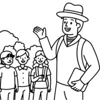 A man with children coloring page vector