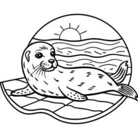 Seal coloring pages for kids vector